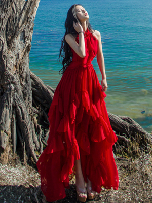 欧美中长裙款式图片 网红左岸潇很喜爱